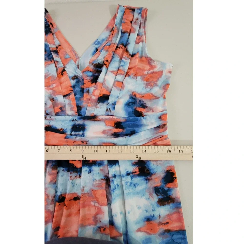 Simply Vera Wang Abstract Print V Neck Sleeveless Midi Dress‎ Women's Size L